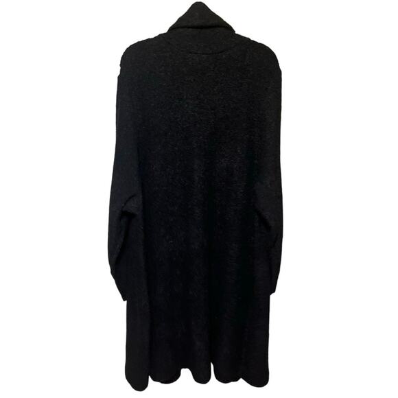 NWT Catherines Long Cardigan Wool Blend Sweater/Duster 3x Black Fuzzy MSRP $119 - Picture 2 of 6
